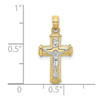 10k Yellow Gold with Rhodium-Plated and Polished Block Crucifix INRI Pendant