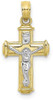 10k Yellow Gold with Rhodium-Plated and Polished Block Crucifix INRI Pendant