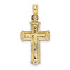 10k Yellow Gold with Rhodium-Plated and Polished Block Crucifix INRI Pendant