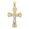 10k Yellow Gold with Rhodium-Plating Diamond-cut Crucifix Pendant 10C1078