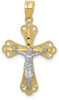 10k Yellow Gold with Rhodium-Plating Filigree Crucifix Pendant 10C1053