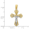 10k Yellow Gold with Rhodium-Plating Filigree Crucifix Pendant 10C1053