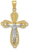 10k Yellow Gold with Rhodium-Plating Filigree Crucifix Pendant 10C1054