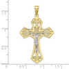 10k Yellow Gold With Rhodium-Plated Cut-Out Crucifix Pendant