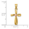 14k Two-tone Gold Twisted Cross with Heart Pendant K9090