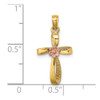 14k Two-tone Gold Twisted Cross with Heart Pendant K9091
