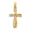 14k Two-tone Gold Twisted Cross with Heart Pendant K9091