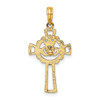 14k Two-tone Gold Cross with Claddagh and Heart Pendant