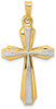 14k Gold with Rhodium Textured and Polished Passion Cross Pendant