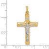 14k Two-tone Gold Hollow Polished Center X Crucifix Pendant