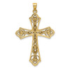 14k Gold with Rhodium-Plating and Diamond-cut Filigree Cross Pendant