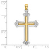 14k Gold with Rhodium-Plating Polished Cross Pendant K9420