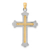 14k Gold with Rhodium-Plating Polished Cross Pendant K9420