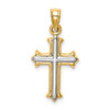 14k Gold With Rhodium-Plating Reversible Hollow Cross Pendant