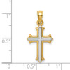 14k Gold With Rhodium-Plating Reversible Hollow Cross Pendant