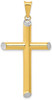 14k Gold with Rhodium-Plating 3-D Hollow Cross Pendant K3622