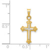 14k Gold With Rhodium-Plating Hollow Cross Pendant