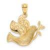 14k Yellow Gold And Rhodium Peace Dove Pendant