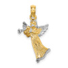 14k Yellow Gold And Rhodium 3-D Angel Playing Trumpet Pendant