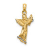 14k Yellow Gold And Rhodium 3-D Angel Playing Trumpet Pendant