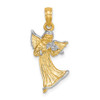 14k Yellow Gold And Rhodium 3-D Angel Playing Violin Pendant