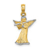 14k Yellow Gold And Rhodium 3-D Angel Playing Flute Pendant