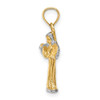 14k Yellow Gold And Rhodium 3-D Angel Playing Flute Pendant