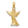 14k Yellow Gold And Rhodium 3-D Angel Playing Flute Pendant