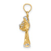 14k Yellow Gold And Rhodium 3-D Angel Playing Harp Pendant