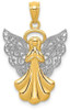 14k Yellow Gold and Rhodium Filigree Angel Pendant D3721