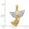 14k Yellow Gold and Rhodium Filigree Angel Pendant D3722