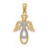 14k Yellow Gold And Rhodium Infinity Angel Pendant