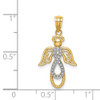 14k Yellow Gold And Rhodium Infinity Angel Pendant