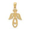 14k Yellow Gold And Rhodium Infinity Angel Pendant