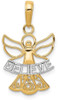 14k Yellow Gold And Rhodium Believe Angel Pendant