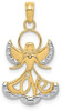 14k Yellow Gold And Rhodium Love Angel Pendant