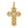 14k Yellow Gold and Rhodium Diamond-Cut Reversible Cross Pendant C4700