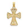 14k Yellow Gold with Rhodium-Plated Textured Cross Pendant K9538