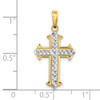14k Yellow Gold with Rhodium-Plated Diamond-Cut Cross Pendant