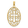 14k Yellow Gold And Rhodium Beaded Filigree Cross Pendant