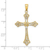 14k Yellow Gold And Rhodium And Diamond-Cut Edges Cross Pendant