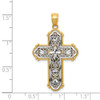 14k Yellow Gold and Rhodium Reversible Diamond-Cut Filigree Cross Pendant