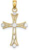 14k Yellow Gold with Rhodium-Plated Textured Cross Pendant K9433