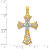 14k Yellow Gold and Rhodium Diamond-Cut Cross Pendant C4517