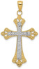 14k Yellow Gold and Rhodium Textured Cross Pendant