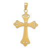 14k Yellow Gold and Rhodium Textured Cross Pendant