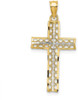 14k Yellow Gold with Rhodium-Plated Cross Pendant