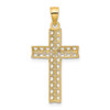 14k Yellow Gold with Rhodium-Plated Cross Pendant