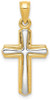 14k Yellow Gold and Rhodium Cross Pendant D3190