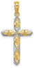 14k Yellow Gold with Rhodium-Plated Diamond-Cut Reversible Cross Pendant
